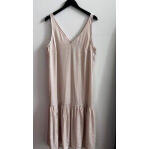 NWT H M Champagne V Neck Drop Waist Dress  Medium fits bigger  oversized